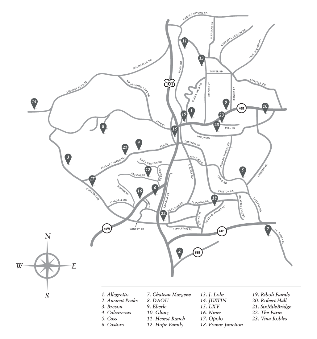 Paso Robles Wine Tasting Map - CAB Collective Members